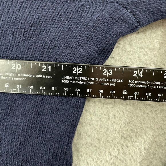 Banana Republic 1/4 Snap Sweater Men L Navy Merino Wool Mock Neck Knit Pullover - Picture 5 of 7